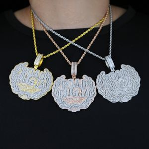 Iced Out Round Runna Letter Pendant for Run Love Women Men Men Bling Кубическая циркония CZ Hip Hop Jewelry