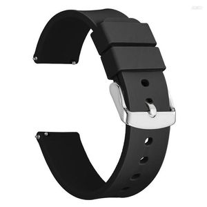 Watch Bands Silicone Band Straps 20mm 22mm Soft Quick Release Rubber For Men Silver Black Buckles