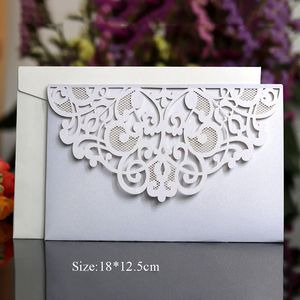 50Pcs/set Glitter Wedding Aesthetic Invitation Card Floral Laser Cut Hollow Lace Kit Engagement Graduate Birthday Party Invitation Greeting Cards LT0105a