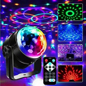 Luz de bola de discoteca rgb, luzes de festa ativadas por som, iluminação estroboscópica de dj com controle remoto, luz de par de palco para festas de dança internas bar clube de show de casamento de natal