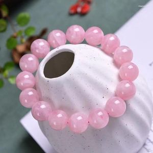 Strand Natural Pink Rose Crystal Quartz Stone Streche Bracciale Elastic Cord Pulserase Jewelry Beads Lovers Woman Gift