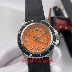 U1 AAA 1884 Super-Ocean 46MM Watch Orange Dial Stainless Steel Rotating Bezel Mens Automatic Mechanical Rubber Band Watch Luminous Wristwatches