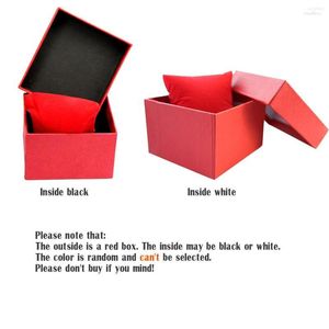 Смотреть коробки 4 шт. Длина длины 84 мм шириной 72 мм высота 50 мм не логотип без марки красной подарочной коробки для драгоценностей с часами