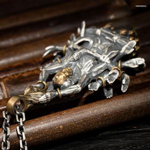 Pendant Necklaces Fashion Silver Tone Buddha Patronus With Skull Charm Necklace For Men Vintage Gothic Punk Jewellery Drop