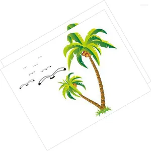 Decorative Flowers 2 Sets Coconut Tree Wall Sticker Greenery Wallpaper Pvc Family Stickers Decals Bedroom