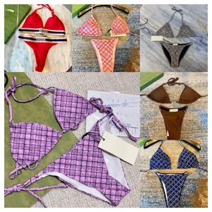 Summer Womens Swimwear Skims Setes de duas peças de banho de banho BIKINIS BIKINIS MASH LETRA CASual respirável Terreias de férias Biquíni de férias