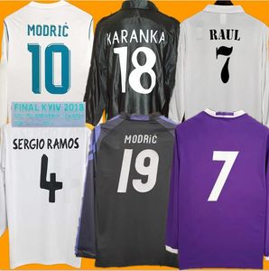 2001 2002 RAUL MENS RETRO SOCCER JERSEYS 2016 2017 2018 Długie rękawie Ronaldo Zidane Bale Ronaldo Sergio Ramos Football koszule 999