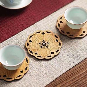 Maty stołowe Naturalne bambusowe drewno puste zagęszcza izolacja cieplna antykalding herbaty japońskie kung bez poślizgu podstawki