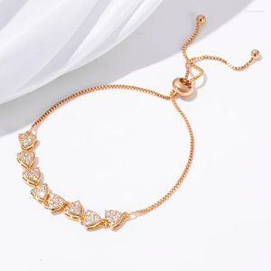 Связанные браслеты цепь юнькиндодома белый CZ Регулируемый золотой браслет для женщин геометрические элегантные модные модные модные подарки Raym22