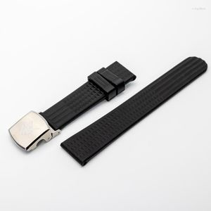 Titta på band 20mm gummiband Mikrojustering Våffel WatchBands 18mm Steel Clasp No-Pin Distribution Buckle Armband Deli22