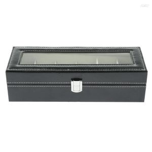 Watch Boxes Large 6 Slot Display Case Box Jewelry Bracelet Storage With Clear Top For Shop Store