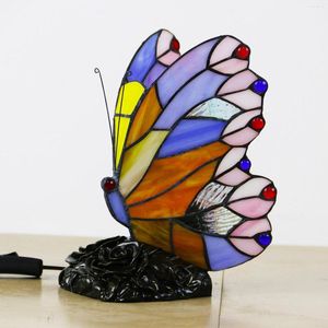 Table Lamps Stained Glass Bedroom Light Lamp Night Bedside Small Appliances