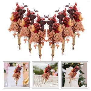 Flores decorativas 6 maços de mini buquês de flores secas para decoração de casamento Boutonniere