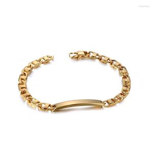 Braccialetti di collegamento Bracciale semplice in acciaio al titanio per carta d'identità da donna Regali di gioielli a mano di moda in oro Spot all'ingrosso