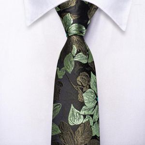 Bow Ties Hi-Tie Green Floral Silk Tie For Children Luxury Designer Handky Child Necktie 120CM Long 6CM Wide Fashion Party Dropship