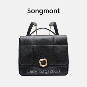 Songmont Bags Song Mochila Chocolate Series Mochilas Grandes de 16 polegadas Luxo Couro de Couro Computador Nicho Designer Camada Superior Bolsa de Tofu Crossbody 13 polegadas