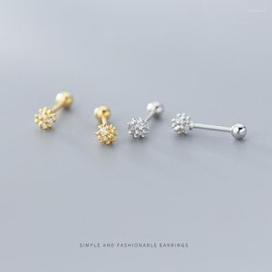 Orecchini a bottone Modian Genuine 925 Sterling Silver Blooming Dandelion Squisito per le donne Regalo Fashion Plant Ear Pin Fine Jewelry