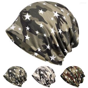 BERETS MULTI-ANVÄNDNING NECK SCARF HATS CAMOUFLAGE STARPRINT HAT Kvinnor Män slouchy Beanie Cap Hatrx0038