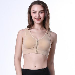 Yoga Outfit Sports Women Bra Front Zipper Push Up Fitness Bralette Femme Brassiere Breathable Flexible Padded Undercloth S-XXL Code