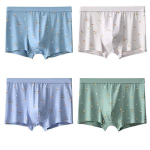 Unterhosen Bedruckte Herrenunterwäsche Boxer Teenager Jungen Jugend Sporthöschen Bequeme atmungsaktive männliche Boxershorts 4 Stück/Packung