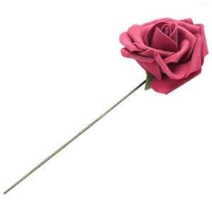 Decorative Flowers 25Pcs Real Looking Burgundy Roses With Stems For DIY Wedding Bouquets Red Bridal Shower