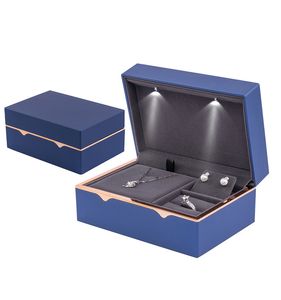 Jewelry Boxes LED Light Organizer Case Ring Necklace Bracelet Earring Set Box Wedding Storage 230621