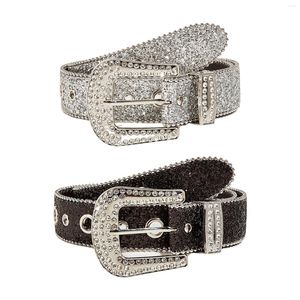 Belts Women Belt Casual Sparkling Pin Buckle PU Leather Adjustable Rock Cowgirl For Evening Dresses Accessories Prom Men