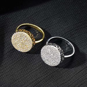 Nowy moda CZ Stone Round Pierścień Otwarcie Regulowane Mrożone Miedziane mikro mikro Zestaw Cubic Cyrron dla mężczyzn Kobiety Prosty spersonalizowane pierścienie palców Estetyczne akcesoria hip -hopowe