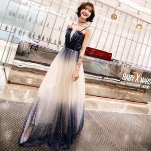 Vestuário étnico azul marinho lantejoulas chinês oriental casamento feminino ombro de fora cheongsam vestido de noite vintage elegante banquete de celebridades