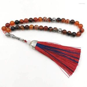 Strand Tasbih Doğal Agates Stone Man's Müslüman Misbaha 33 Masbaha bileziği Arap Moda Hediyeleri İslami Dua Boncukları Adha Takı