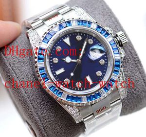 Top-Qualität 904 Stahl 116610 mechanische automatische Herren-Sportuhr, blaues Zifferblatt, 40 mm Diamant-Herrenarmbanduhren