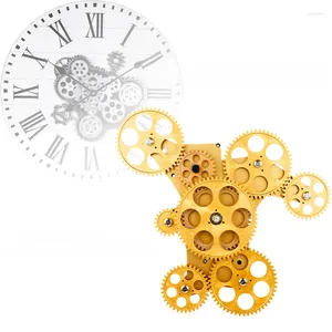 Wanduhren 2023 Design Quarz Real Moving Gear Uhr Dekor Stille Golden Home Luxus