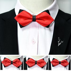 Bow Gine Men's Formal Wear Professional Business Festive Red BrideGroom Свадебное полиэстер шелковое простые пятна.