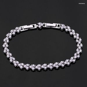 Link Bracelets Charmhouse Crystal Bracelet 8mm Wide Zirconia Chain & Bangles Wristband Pulseira Femme Wedding Bridal Jewelry Bijoux