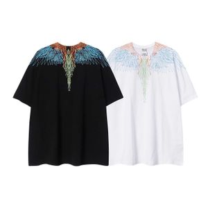 Summer New MB Line Print Wings Pure Cotton T-shirt BF Loose and Stylish Unisex Half Sleeve06Qz