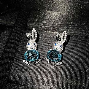 Kolczyki stadniskie wykwintne niebieskie kryształowe wkładki lśnienie cyrkon Urocza biżuteria zwierząt dla kobiet Prezenty na zaręczyny ślubne