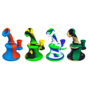 Colorful Watering Case Style Smoking Silicone Hookah Bong Pipes Kit Portable Travel Bubbler Herb Tobacco Glass Filter Spoon Bowl Waterpipe Cigarette Holder DHL