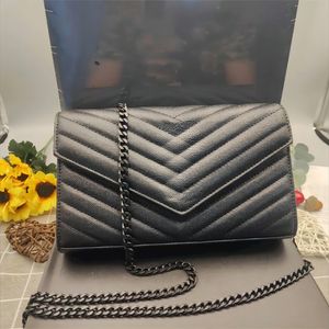 Bolsa de ombro Bolsas tiracolo Envelope Flap Carteiras Porta-Cartões Para Mulheres Em Cadeia Caviar Couro Acolchoado Bolsas de Luxo