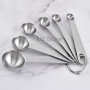 6 pezzi / set di strumenti per cucchiai dosatori rotondi in acciaio inossidabile 6 pezzi cucchiai di misura rettangolari per tè e caffè al latte cucchiai da cucina da cucina TH0678