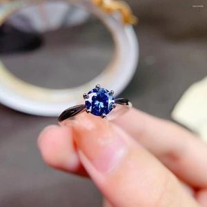 Cluster Rings 2023 No Sign Blue Moissanite Ring 925 Silver Sterling Gold Plated 1ct Lab Diamond Pass Test Women Wedding Party Love Good Gift