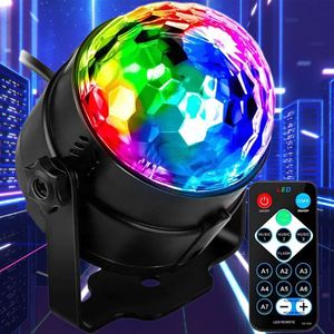 Soundaktivierte Partylichter mit ferngesteuerter DJ-Beleuchtung, RGB-Disco-Kugellicht, Stroboskoplampe, 7 Modi, Bühnenlicht für Tanzpartys, Bar, Weihnachten, Hochzeit, Show, Club