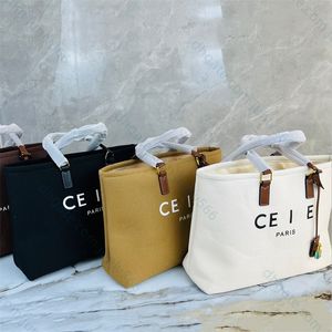 CABAS mit Schloss Einkaufstasche Lederhandtaschen Designer Damen Herren Canvas Schultertasche Luxuriöse klassische dreifarbige Strandtaschen Einkaufstaschen mit hoher Kapazität