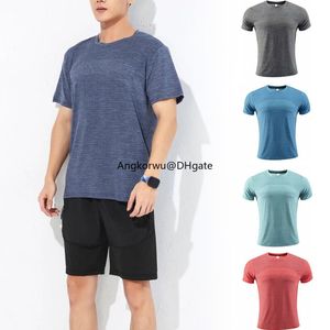 Lu High Elastic Ice Sports T-shirt Męskie suche kombinezon fitness Nylon Nylon oddychający cienki lato 4xl Extra duży krótki rękaw