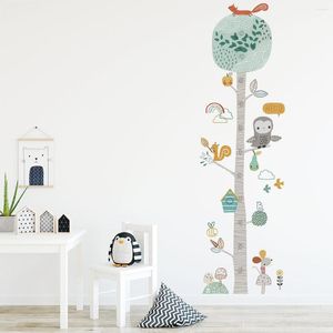 Wall Stickers Cute Forest Tree Height Measure Sticker For Kids Room Nursery Child Growth Chart Decal Baby Gift Animal Decor