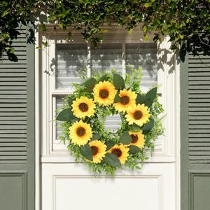Decorative Flowers Sunflower Wreath Weather-resistant Realistic Looking Decoration Bee Festival Flower Home