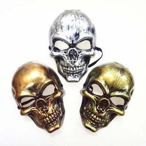 Хэллоуин взрослые череп маска пластиковая маска ужасов призрак золотой серебряный череп маски для маски для маскиру