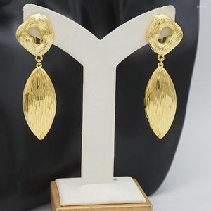 Kolczyki Dangle Fashion Biżuteria Złota Kolor Drop For Women African Dubai Big Earring Accessoires Party Wedding Gift