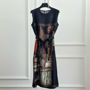 Runway Dress 2023 spring & summer art printed silk dress