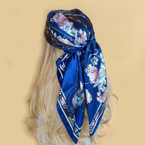 Scarves Fashion Kerchief Silk Satin Neck Scarf For Women Print Hijab Scarfs Female 90 90cm Square Shawls And Wraps Lady 2023