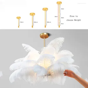 Pendant Lamps Chandeliers Nordic Pure Feather LED Living Room Bedroom Cafe Modern Ing Kitchen Hanging Lamp Fixtures Lights